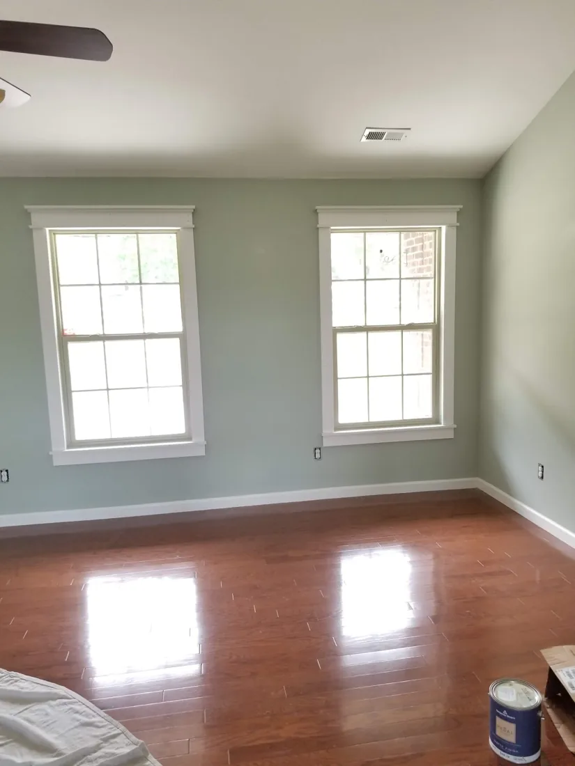Interior renovation with flooring and window trim